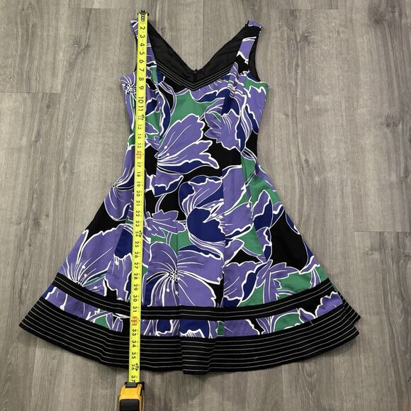 Nine West Purple Green Floral Dress Women’s Size 4 Party Wedding Holiday NYE - Picture 10 of 11